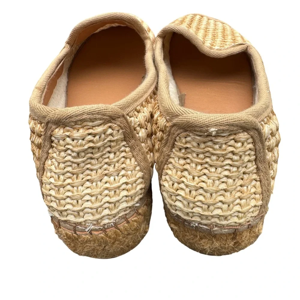 Woven Raffia Espadrille Slip On Shoes Platform‎ 275 Central Size 37 Beige